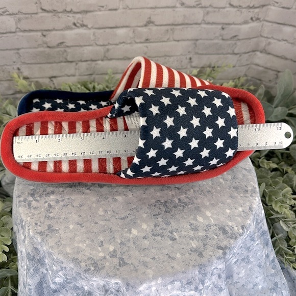 🇺🇸Stars & Stripes Patriotic Themed Open Toe One Band Comfy Slippers WMS 12/13 - Picture 9 of 10